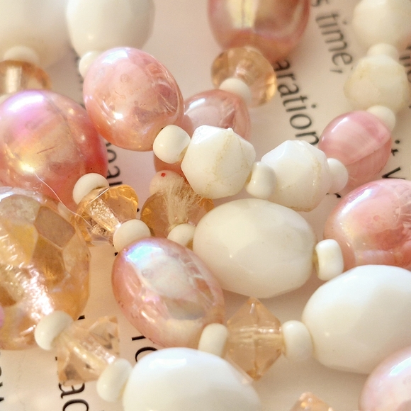 W Germany Chic Pink and Cream Multi-Strand Necklace - Picture 11 of 13